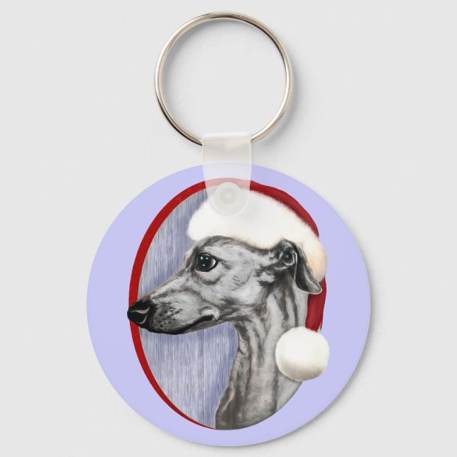 Porte-clés Whippet Christmas Black Père Noël (Recto)