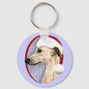 Porte-clés Whippet Christmas Fawn Père Noël