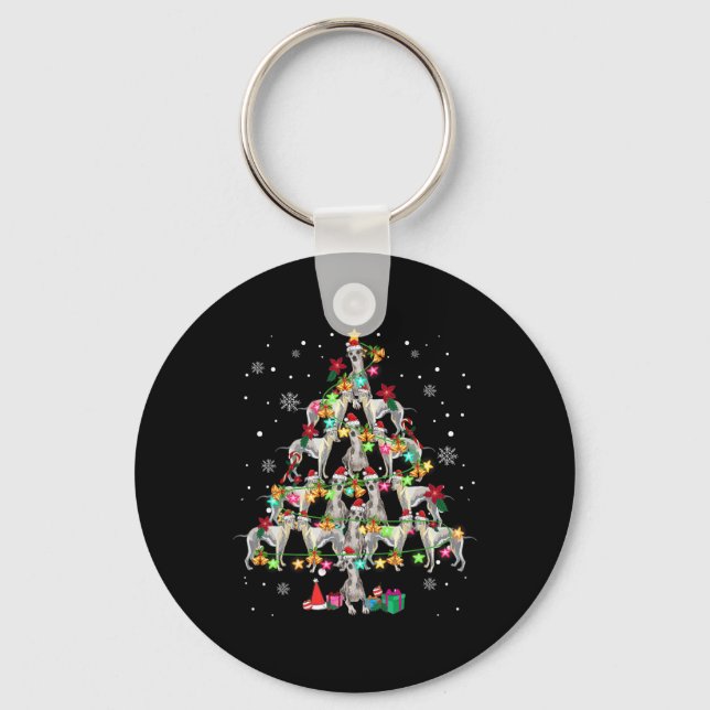 Porte-clés Whippets Christmas Tree Funny Whippets Amoureux Ch (Recto)