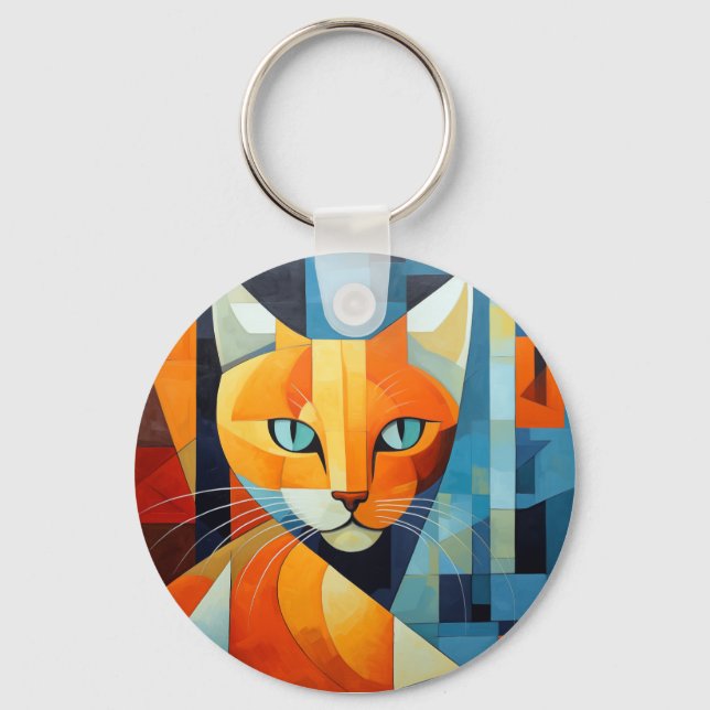 Porte-clés Whiskers Abstraits : Chat orange (Recto)