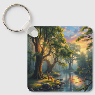 Porte-clés Whisperpering Woods à Dawn Nature Artwork Magnet