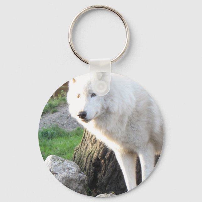 Porte-clés White albino wolf spirit - Therian gifts (Recto)