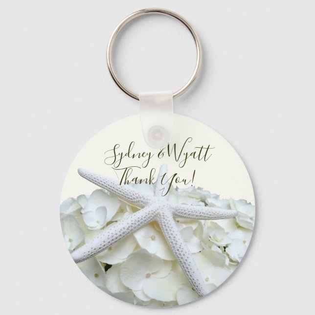 Porte-clés White Beach Mariage Starfish Faveurs Key Ring (Recto)