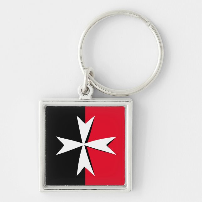 Porte-clés White Maltese Cross & Malta flag fashion / knights (Devant)