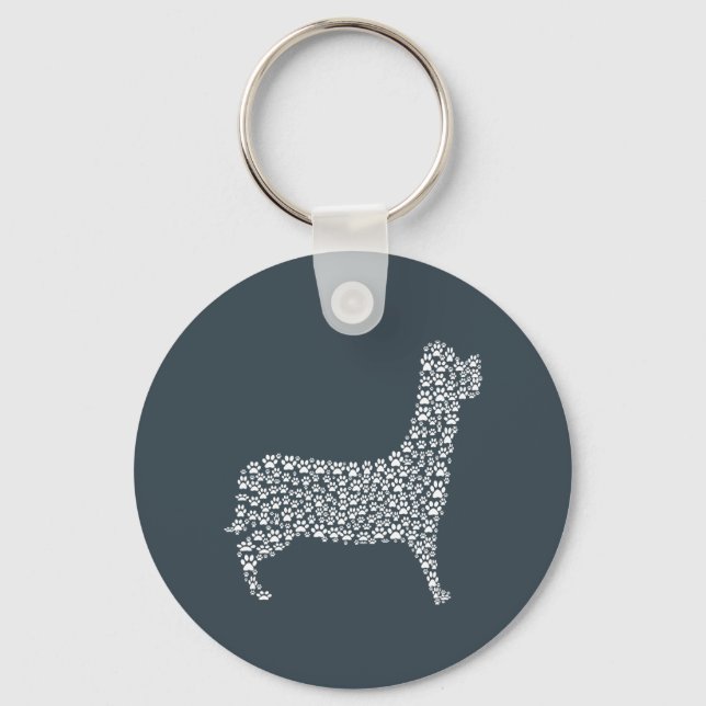 Porte-clés White Paw Print Dog Silhouette Pattern Fabric (Recto)