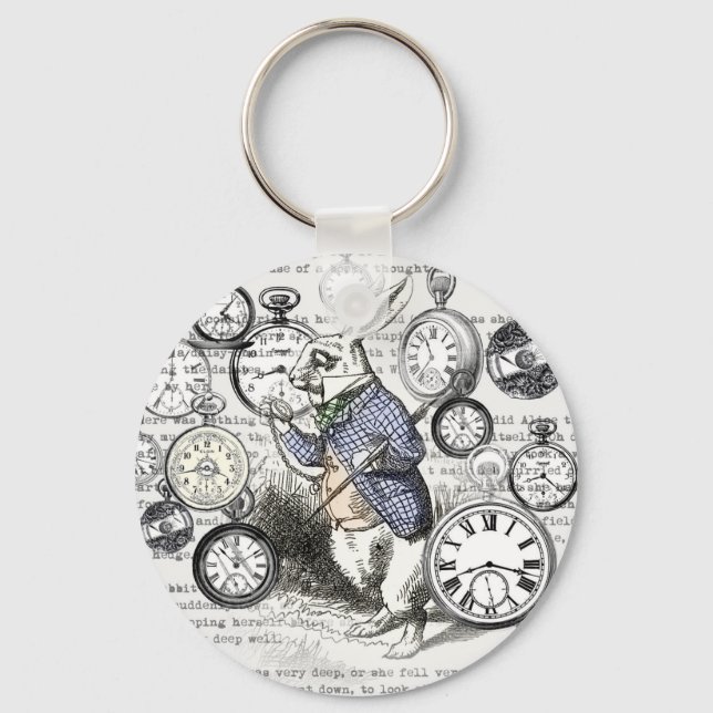 Porte-clés White Rabbit Alice in Wonderland Clocks (Recto)