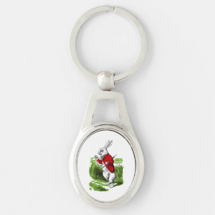 Porte-clés White Rabbit looking at watch. Illustration