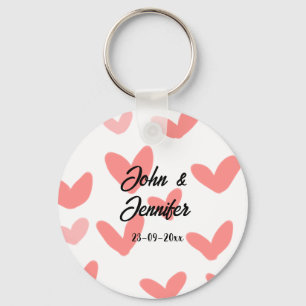 Porte-clés white simple minimal text style wedding red heart