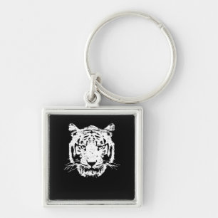 Porte-clés White Tiger Head Wild Cat Lover Zoo Animal Gifft