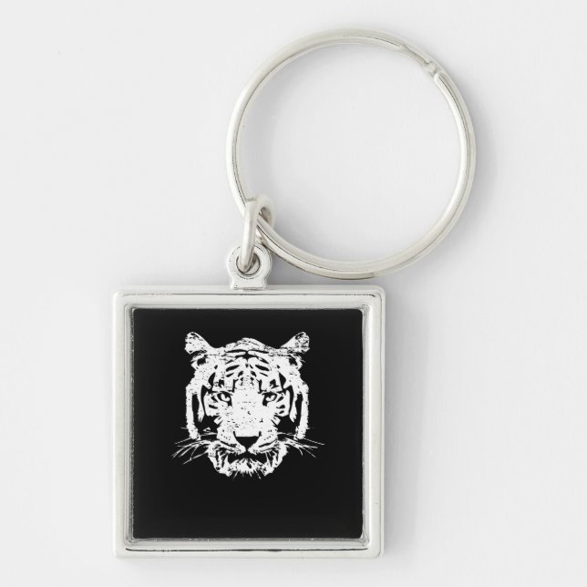 Porte-clés White Tiger Head Wild Cat Lover Zoo Animal Gifft (Devant)