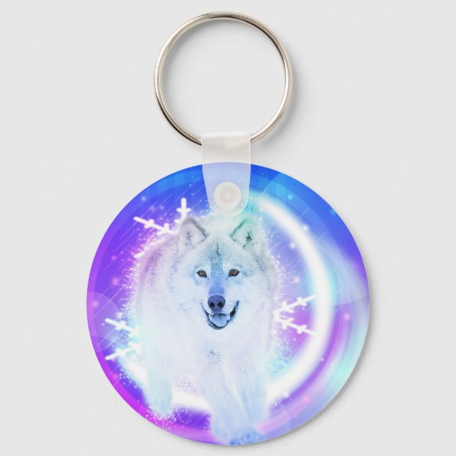 Porte-clés White Wolf art design keyring (Recto)
