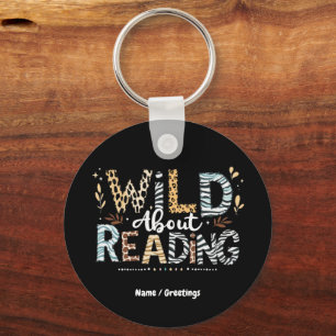 Porte-clés Wild About Reading Book Lover & Animal Design