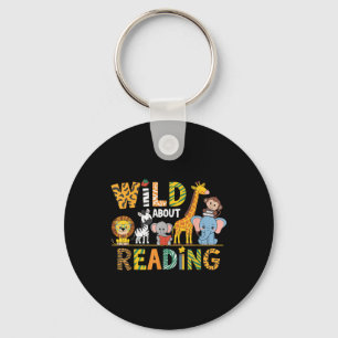 Porte-clés Wild About Reading Kid Love Wild Animal Books Back