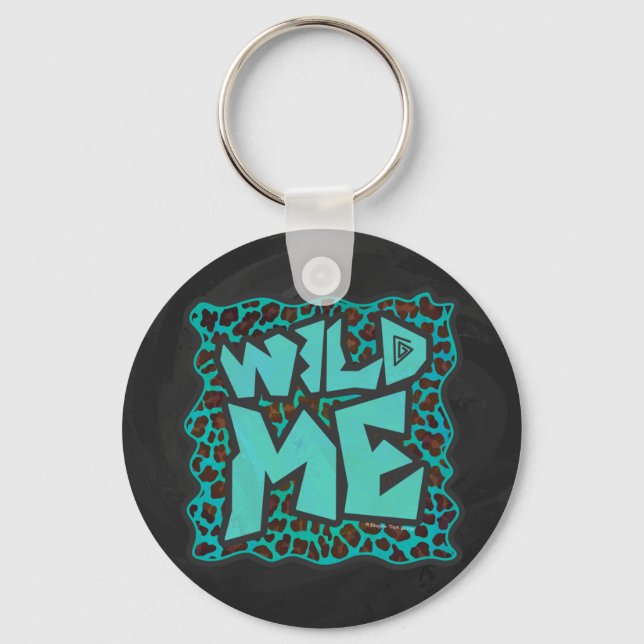 Porte-clés Wild Me Design léopard Brown et Turquoise (Recto)
