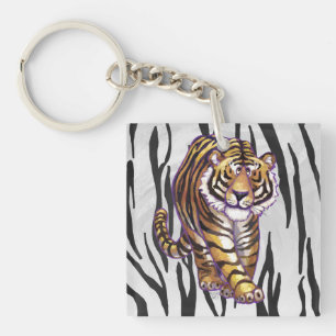 Porte-clés Wild Me Tiger noir et blanc