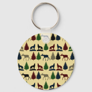 Porte-clés Wild Moose Wolf Wilderness Mountain Cabin Rustic