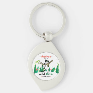 Porte-clés Wild One Greenery Safari Kitty Chat 1er anniversai