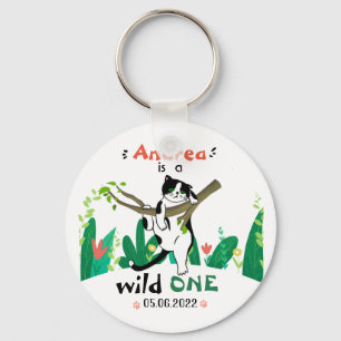 Porte-clés Wild One Greenery Safari Kitty Chat 1er anniversai