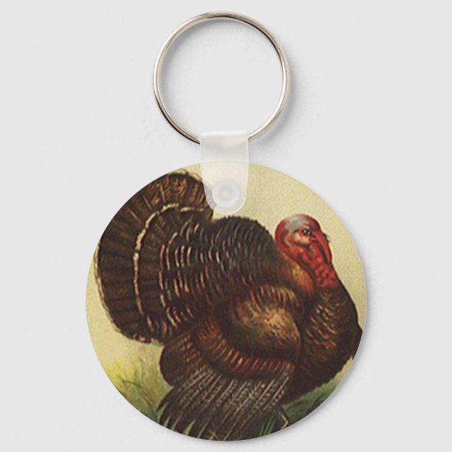 Porte-clés Wild Turkey tom gobbler strutting keychain Bird (Recto)