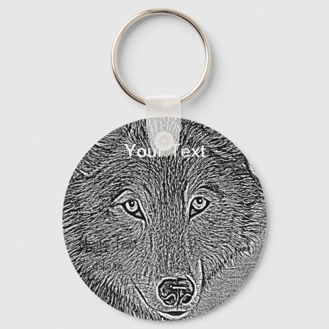 Porte-clés wildlife portrait painting of gray wolf  (Recto)
