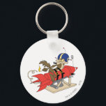 Porte-clés Wile E. Coyote lançant une fusée rouge<br><div class="desc">Illustration du personnage Wile E. Coyote</div>