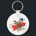 Porte-clés Wile E. Coyote lançant une fusée rouge<br><div class="desc">Illustration du personnage Wile E. Coyote</div>
