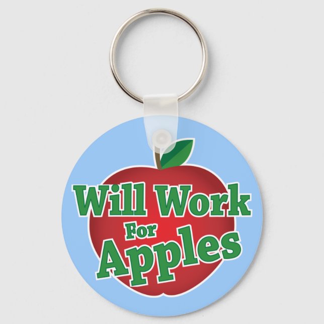 Porte-clés Will Work for Apples (Recto)