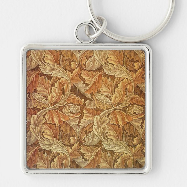 Porte-clés William Morris Acanthus Brun Feuilles d'Automne (Devant)