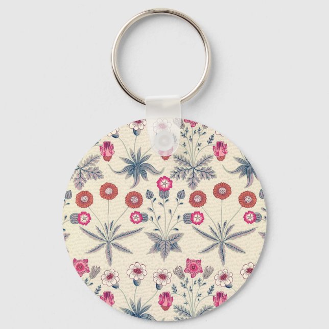 Porte-clés William Morris Daisy Motif Floral Rouge Orange (Recto)