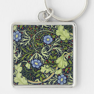 Porte-clés William Morris Fleur d'antiquité aux algues marine