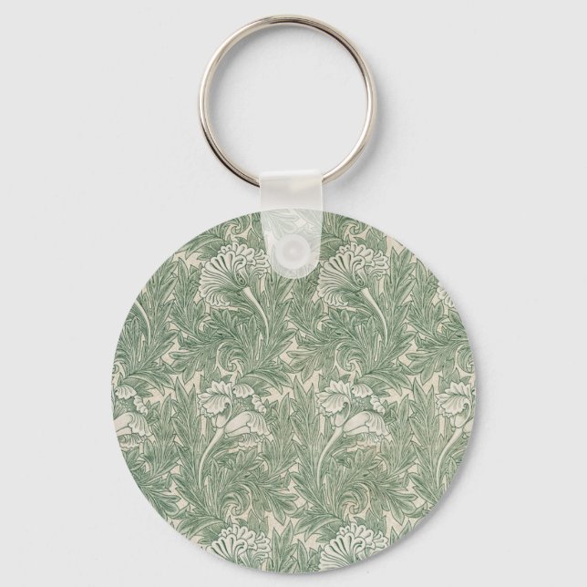 Porte-clés william morris tulip wallpaper textile green (Recto)