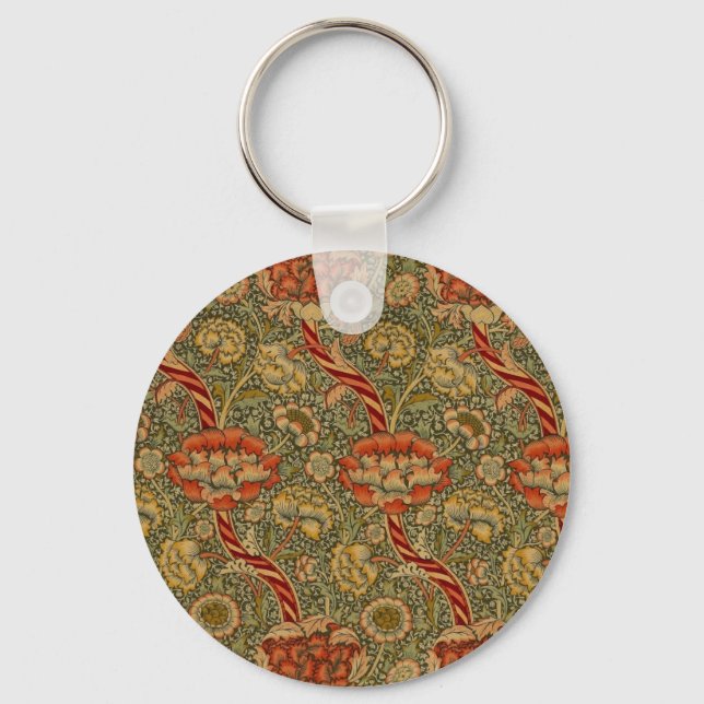 Porte-clés William Morris Wandle Anglais Floral Damask Design (Recto)