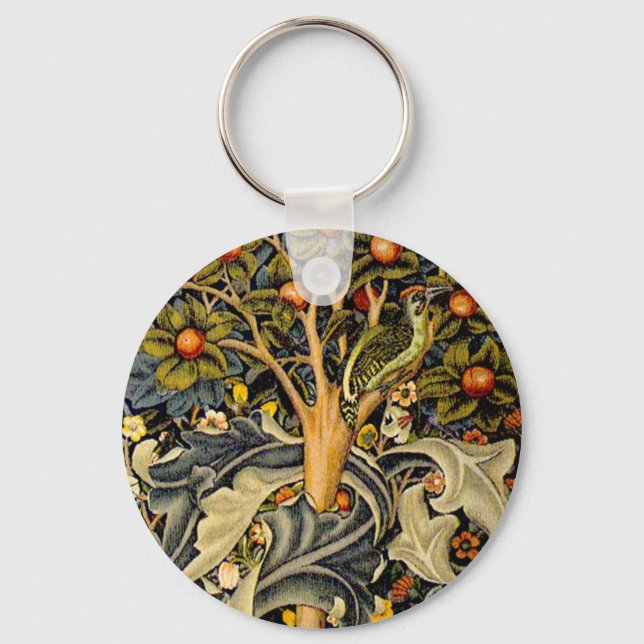 Porte-clés William Morris Woodpecker Tapestry Birds Floral (Recto)