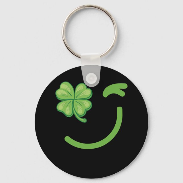 Porte-clés Winking Lucky Four Leaf Clover St. Patricks Day (Recto)