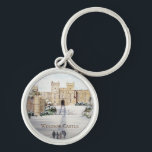 Porte-clés Winter at Windsor Castle Landscape Painting<br><div class="desc">Based on my acrylic painting of Winter in Windsor Castle,  England. A lovely winter scene of Windsor Castle when the snow covered the garden and trees around it. Customizable in Zazzle with your own text for a personalized design. Check out my store for matching items!</div>