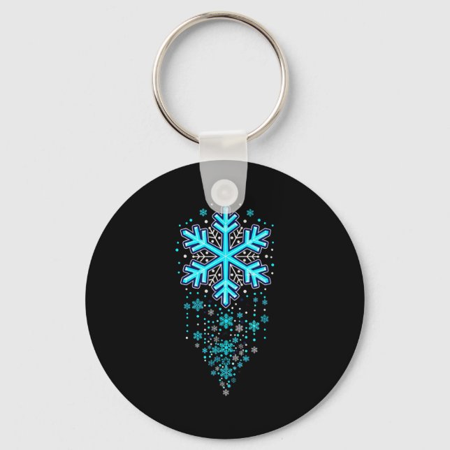 Porte-clés Winter Holiday Apparel - Blue Snowflake Cascade, I (Recto)