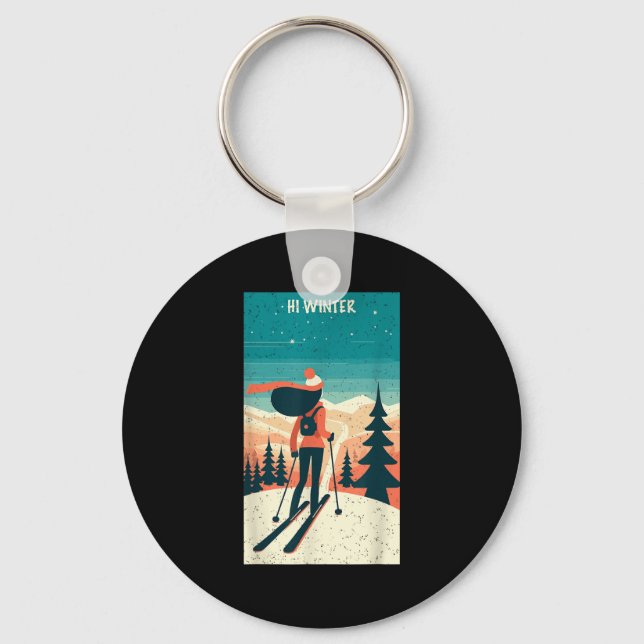 Porte-clés Winter Holiday Ski Christmas X-mas Skiing Skier Wo (Recto)