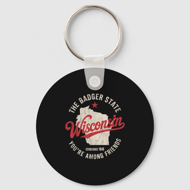 Porte-clés Wisconsin Badger State Rétro Star Hommes Femmes B (Recto)