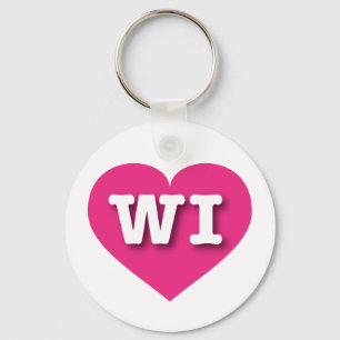 Porte-clés Wisconsin Hot Pink Heart - I love WI