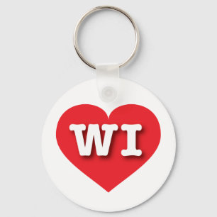 Porte-clés Wisconsin Red Heart - J'aime WI