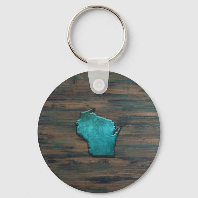 Porte-clés Wisconsin Shape Teal (Recto)