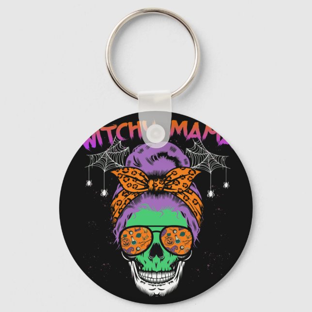 Porte-clés Witchy Mama Halloween Skull Witch Maman (Recto)