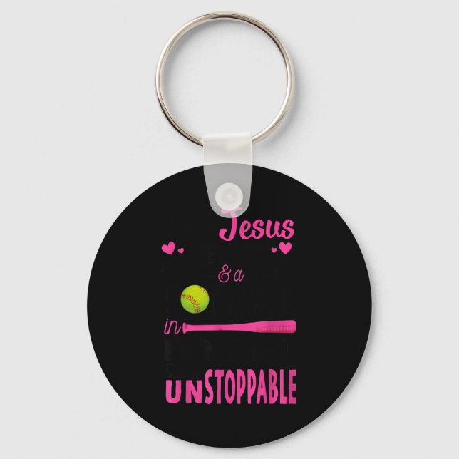Porte-clés With Jesus In Her Heart And A Softball She Is Unst (Recto)