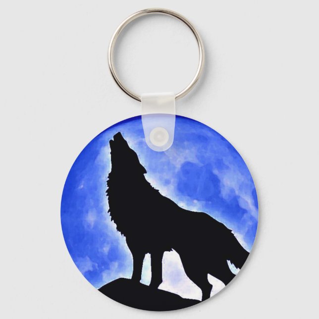 Porte-clés Wolf Howling à Moon (Recto)