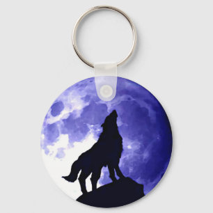 Porte-clés Wolf Howling à Moon