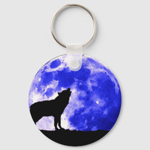 Porte-clés Wolf Howling à Moon