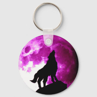 Porte-clés Wolf Howling Silhouette à la Lune