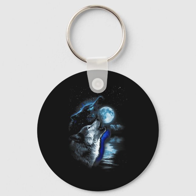 Porte-clés Wolf Moon Lake Wolf Howling Pleine lune Wolf Graph (Recto)