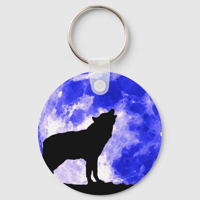 Porte-clés Wolf Silhouette et Porte - clé de la Lune Bleue (Recto)
