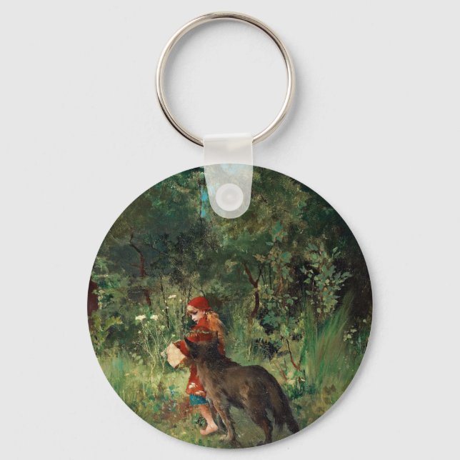 Porte-clés Wolf sur le chemin avec rouge (Recto)